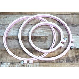 Set Of 3 Pink Embroidery Hoops 2-8'', 1-5''